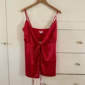 Sexy red wrap around mini dress